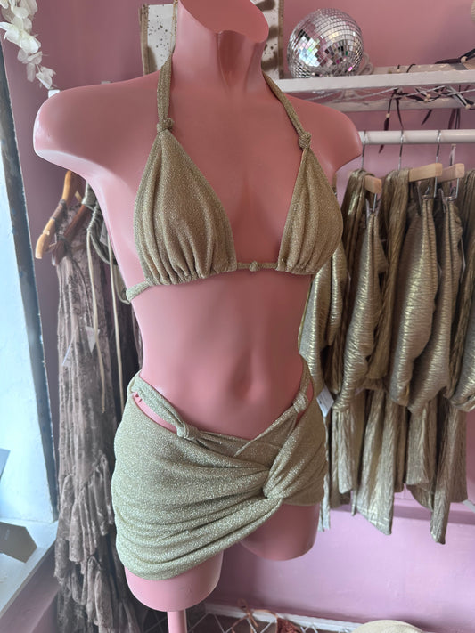 Lurex triangle knot Bikini & Toni skirt ✨